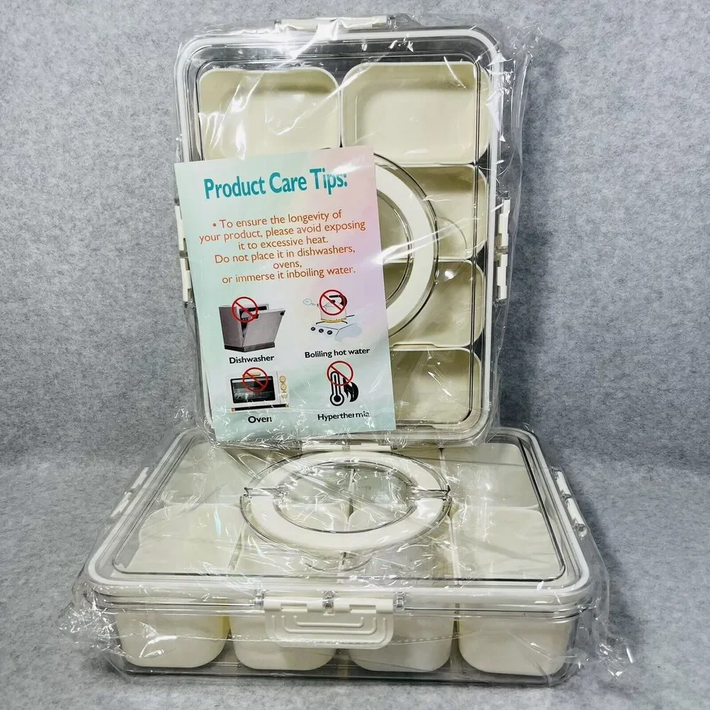 Snackle Box‎ Charcuterie Container 2 Pack Divided Serving Tray with Lid Storage